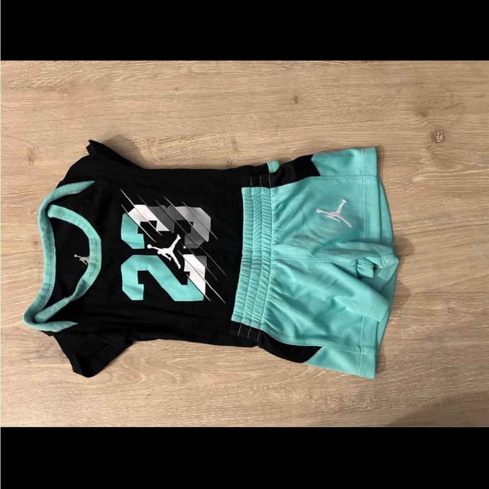 Jordan Black and Teal Kids Outfit